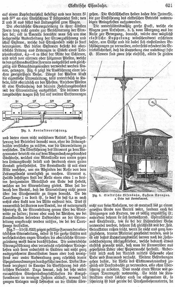 Meyers Konversationslexikon, 5. Auflage, über die elektrische Eisenbahn