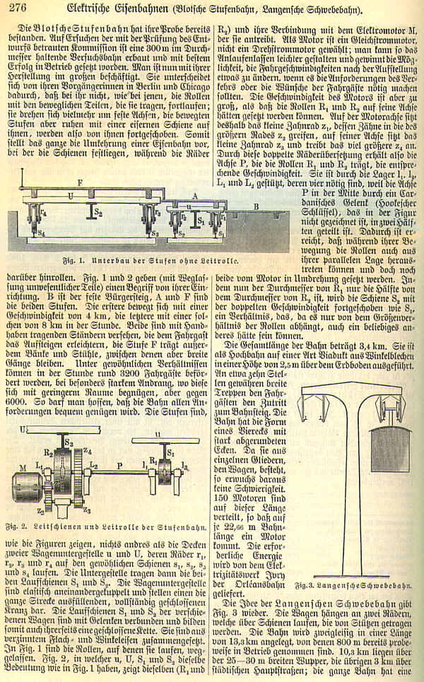 Meyers Konversationslexikon, 5. Auflage, über elektrische Bahnen